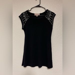 Philosophy size XS black short sleeveknit top with rhinestone embellishments